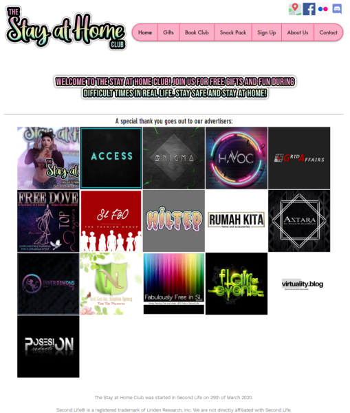 the Stay at Home Club website