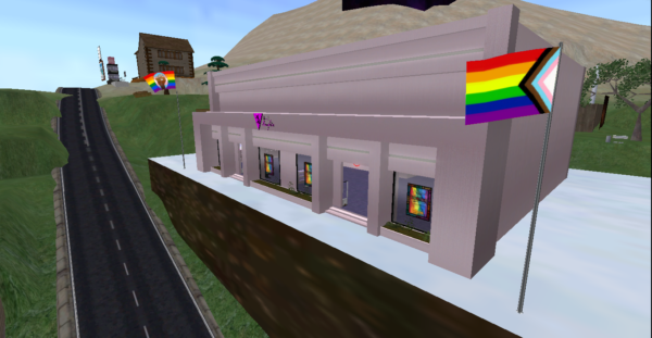 The "Progress" pride flag at Nanci's Naughties