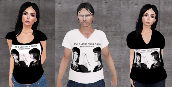 The three versions of the Be a Jane tee